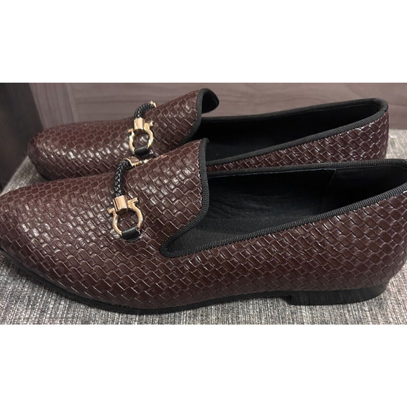 Harpelunde Men Handmade Dress Shoes Buckle Strap Woven Leather Loafers 8.5 main image 5